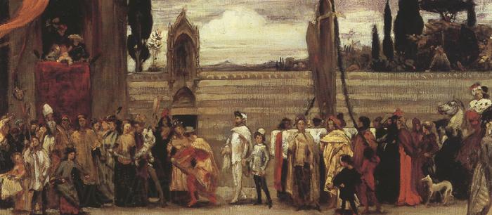 Frederic,lord leighton,p.r.a.,r.w.s A Colour Sketch for Cimabue's Celebrated Madonna is Carried in Procession throuth the Streests of Florence' (mk37) France oil painting art
